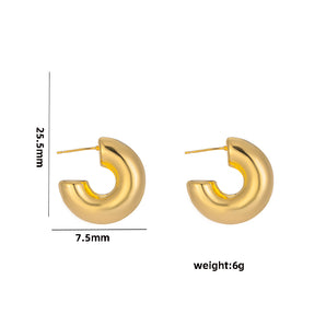 Nihao Wholesale 1 Pair Casual Elegant Lady C Shape Geometric Plating Stainless Steel 18K Gold Plated Ear Studs