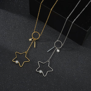 Nihao Wholesale fashion star pendant OT buckle stainless steel pendant necklace