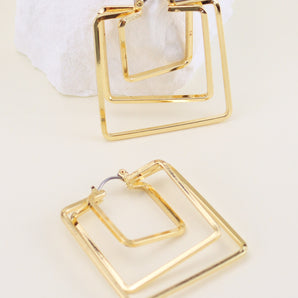 Nihao Wholesale 1 Pair Basic Square Iron Earrings