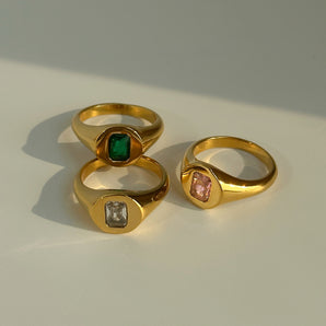 Nihao Wholesale Retro Geometric Metal Plating Inlay Zircon 18K Gold Plated Women'S Rings