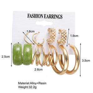 Nihao Wholesale earrings set 5 pairs of creative simple acrylic earrings pearl earrings