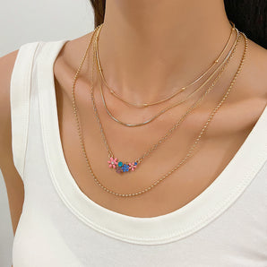 Nihao Wholesale IG Style Simple Style Flower 14K Gold Plated Alloy Wholesale Layered Necklaces