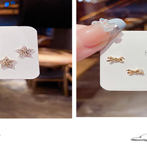 Nihao Wholesale Fashion Geometric Moon Copper Artificial Pearls Zircon Ear Studs In Bulk