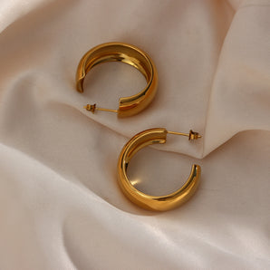 Nihao Wholesale Fashion C Shape Plating Stainless Steel Gold Plated Earrings