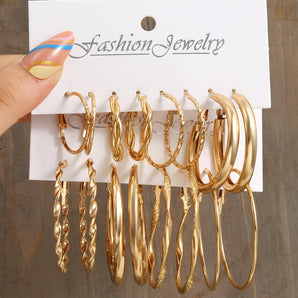 Nihao Wholesale Simple Style Geometric Circle Alloy Plating Women'S Hoop Earrings 1 Set