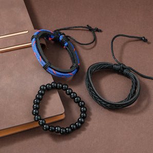 Nihao Wholesale Fashion Beaded Pu Leather Handmade Men'S Bracelets