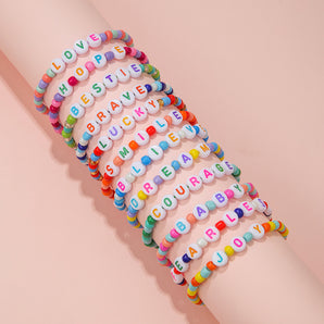 Nihao Wholesale Sweet Letter Arylic Glass Handmade Kid'S Bracelets
