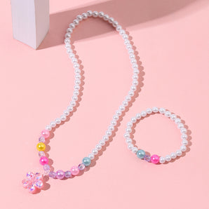 Nihao Wholesale Sweet Flower Plastic Handmade Artificial Pearls Pendant Necklace Bracelets