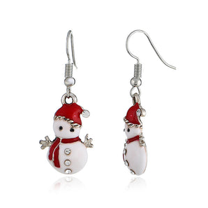 Nihao Wholesale Retro Christmas Hat Snowman Alloy Enamel Inlay Rhinestones Christmas Women'S Earrings Necklace