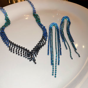 Nihao Wholesale Fashion Geometric Alloy Rhinestone Tassel Women'S Earrings Necklace