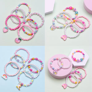 Nihao Wholesale Cute Unicorn Cat Strawberry Plastic Beaded Girl'S Bracelets