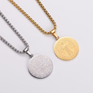 Nihao Wholesale Classic Style Round Stainless Steel Plating 18K Gold Plated Pendant Necklace