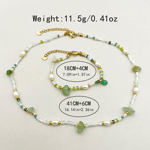 Nihao Wholesale Hawaiian Tropical Simple Style Irregular Stainless Steel gravel Seed Bead Plating Gold Plated Women's Bracelets Necklace
