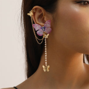 Nihao Wholesale Jewelry Fairy Style Sweet Butterfly Alloy Tassel Ear Cuffs