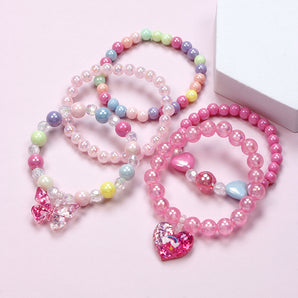 Nihao Wholesale Cute Heart Shape Butterfly Plastic Beaded Girl'S Bracelets
