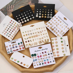 Nihao Wholesale 1 Set Fairy Style Elegant Shiny Star Heart Shape Butterfly Artificial Gemstones Artificial Crystal Alloy Gold Plated Silver Plated Ear Studs