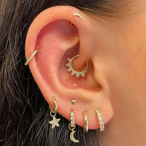 Nihao Wholesale 1 Piece Casual Elegant Star Lightning Plating Inlay Copper Zircon Ear Studs
