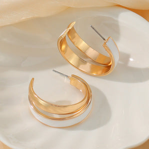 Nihao Wholesale 1 Pair Elegant Lady Geometric Enamel Iron Earrings