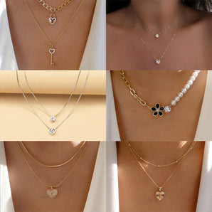 Nihao Wholesale Retro Heart Shape Flower Alloy Enamel Artificial Pearls Rhinestones Women'S Necklace 1 Piece