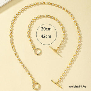 Nihao Wholesale Elegant Simple Style Solid Color Alloy Plating 14K Gold Plated Women's Bracelets Necklace