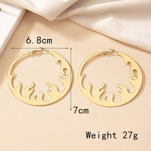 Nihao Wholesale 1 Pair Basic Lady Round Plating Hollow Out Alloy 14K Gold Plated Hoop Earrings