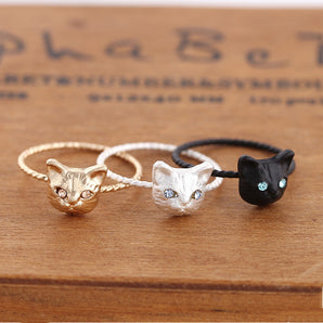 Nihao Wholesale Fashion Cat Alloy Plating Inlay Rhinestones Women'S Rings