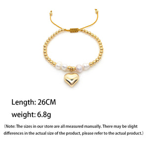 Nihao Wholesale Romantic Heart Shape Freshwater Pearl Metal Wholesale Bracelets