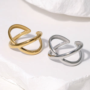 Nihao Wholesale Simple Style Solid Color Stainless Steel Plating Gold Plated Open Rings