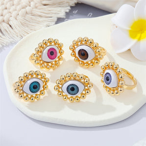 Nihao Wholesale European retro metal devil's eye color Turkish eye ring cross-border jewelry