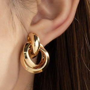 Nihao Wholesale Jewelry Business Simple Style Round Alloy Metal Gold Plated Plating Ear clips