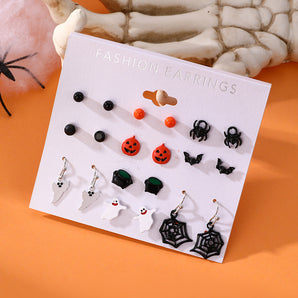 Nihao Wholesale 1 Set Exaggerated Funny Halloween Pattern Spider Spider Web Arylic Ear Studs