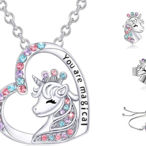 Nihao Wholesale Fashion Heart Shape Unicorn Alloy Inlay Rhinestones Women'S Bracelets Earrings Necklace