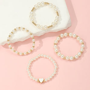 Nihao Wholesale Cute Heart Shape Artificial Pearl Beaded Girl'S Bracelets