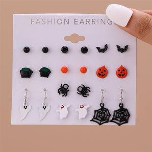 Nihao Wholesale 1 Set Exaggerated Funny Halloween Pattern Spider Spider Web Arylic Ear Studs