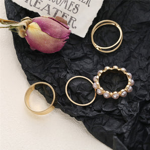 Nihao Wholesale Retro Inlaid Pearl Ring Four Piece Set