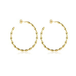 Nihao Wholesale 1 Pair Exaggerated Circle Plating Stainless Steel 18K Gold Plated Hoop Earrings