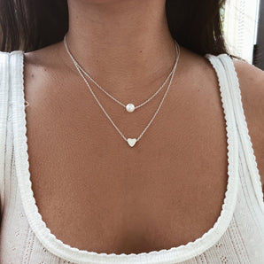 Nihao Wholesale 1 Piece Fashion Heart Shape Alloy Inlay Pearl Gold Plated Silver Plated Valentine'S Day Women'S Layered Necklaces
