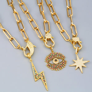 Nihao Wholesale necklace thick chain necklace rainbow pendant necklace colorful zircon Hiphop necklace wholesale