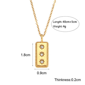 Nihao Wholesale Fashion Square Stainless Steel Necklace Inlay Zircon Stainless Steel Necklaces