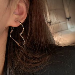 Nihao Wholesale 1 Pair Fashion Heart Shape Plating Metal Hoop Earrings