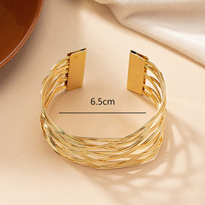 Nihao Wholesale Simple Style Solid Color Ferroalloy Plating 14K Gold Plated Women's Bangle