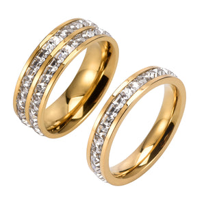 Nihao Wholesale Fashion Circle Stainless Steel Polishing Plating Inlay Zircon Gold Plated Rings