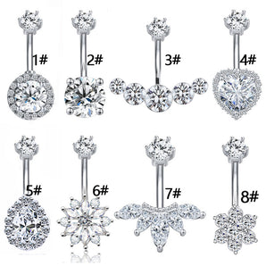 Nihao Wholesale Elegant Luxurious Animal Snowflake Stainless Steel Copper Plating Hollow Out Inlay Zircon White Gold Plated Belly Ring