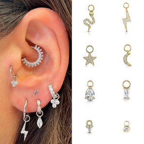 Nihao Wholesale 1 Piece Casual Elegant Star Lightning Plating Inlay Copper Zircon Ear Studs