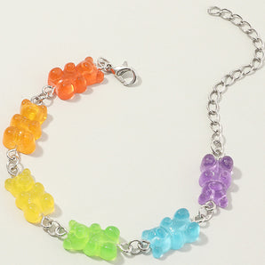 Nihao Wholesale fashion candy color resin bear bracelet wholesale