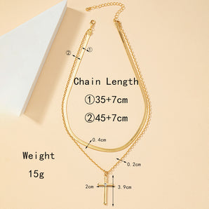 Nihao Wholesale Retro Lady Streetwear Cross 14K Gold Plated Artificial Rhinestones Alloy Wholesale Double Layer Necklaces