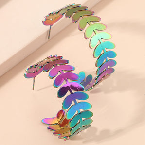 Nihao Wholesale Fashion Leaves Plating Alloy Artificial Gemstones Earrings Ear Studs