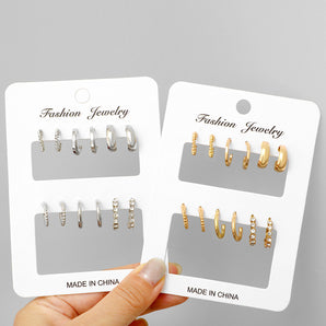 Nihao Wholesale 1 Set Simple Style Solid Color Inlay Alloy Rhinestones Earrings