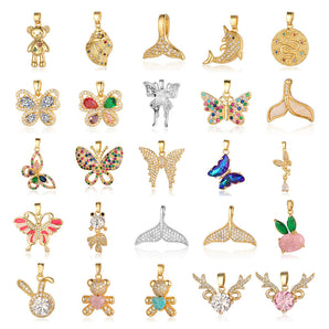 Nihao Wholesale Simple Style Butterfly Copper Inlay Zircon Charms Jewelry Accessories