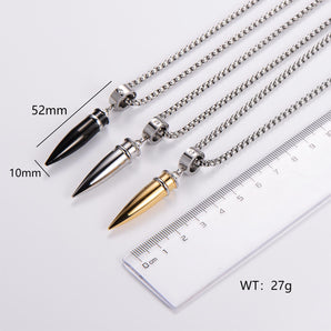 Nihao Wholesale Hip-Hop Bullet Stainless Steel Plating Inlay Rhinestones Men's Pendant Necklace